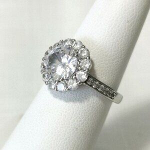 New 3ct CZ halo scallop flower ring size 6